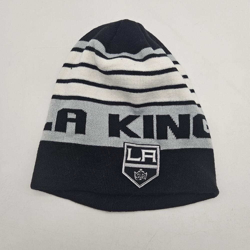 Los Angeles Kings Hat Beanie Mens One Size Black Gray NHL Hockey Knit Adidas